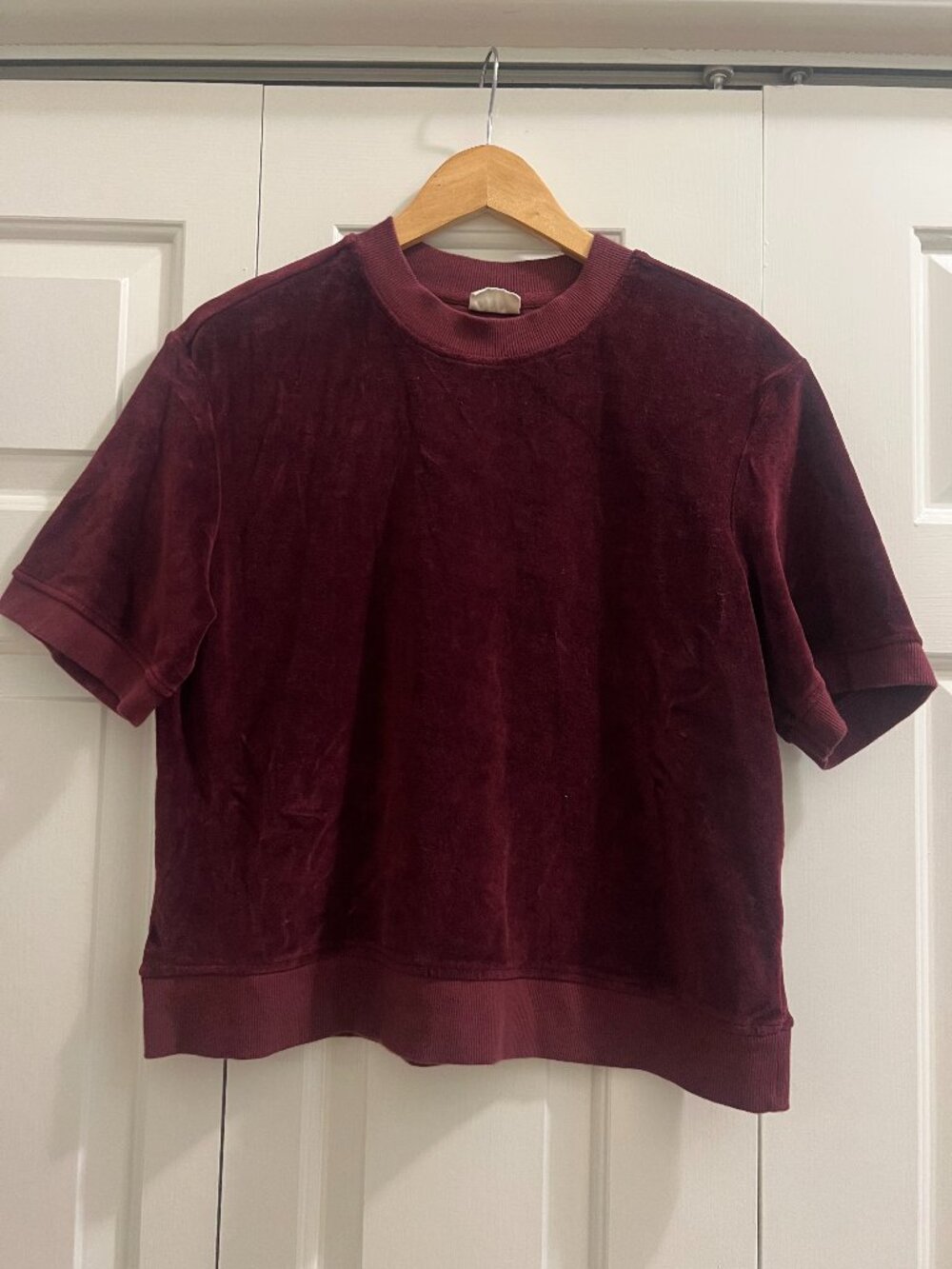 Pact Organic Cotton Velvet Short Sleeve Pullover Shirt Size Medium